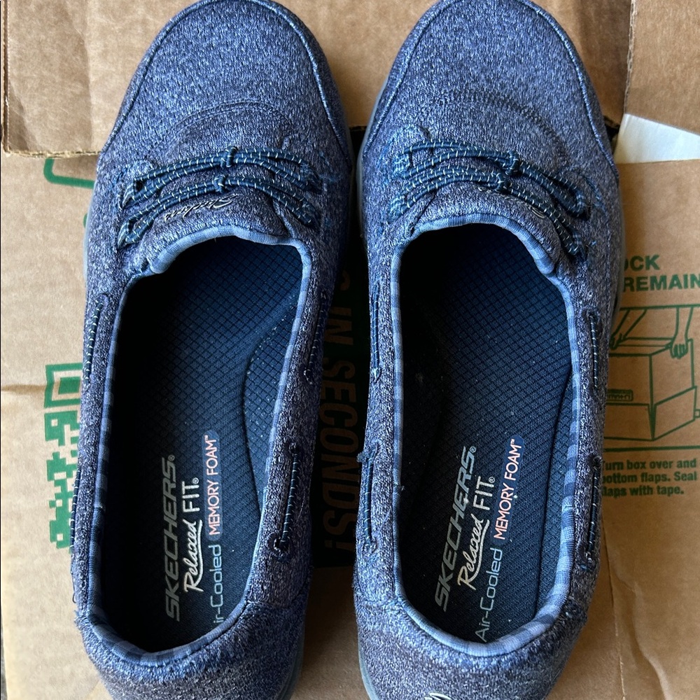 Skechers Navy Blue Slip-On Memory Foam Sneakers